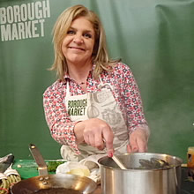 Hayley celebrating Love Your local Market June 28th 2012 Demo Kitchen. Copyright Borough Market.